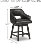 GTU Furniture Set of 2 Swivel Bar Stools, Color Collection, Counter Height for Home Bar — Black/Dark Brown