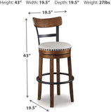 GTU Furniture Bar Height Swivel Bar Stools, Color Collection, Kitchen Island Stool, Pub — Brown