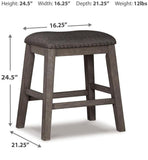 Set of 2 Gray Wood Bar Stools, Backless with Nailhead Trim, Farmhouse, Pub – alternate view 4