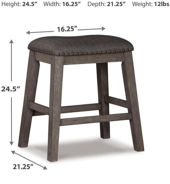 Set of 2 Gray Wood Bar Stools, Backless with Nailhead Trim, Farmhouse, Pub – alternate view 4