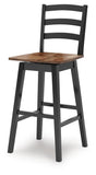 Set of 2 Brown / Black Wood Bar Height Swivel Bar Stools, Butcher Block Seat – alternate view 9