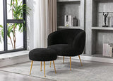Teddybear Plush Fur Arm Chair with Gold Metal Legs Upholstered Accent Club Chair and Ottoman Footrest – alternate view 2