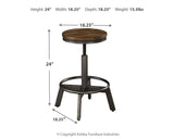 Set of 2 Brown / Gray Metal Adjustable Height Swivel Bar Stools, Backless – alternate view 5