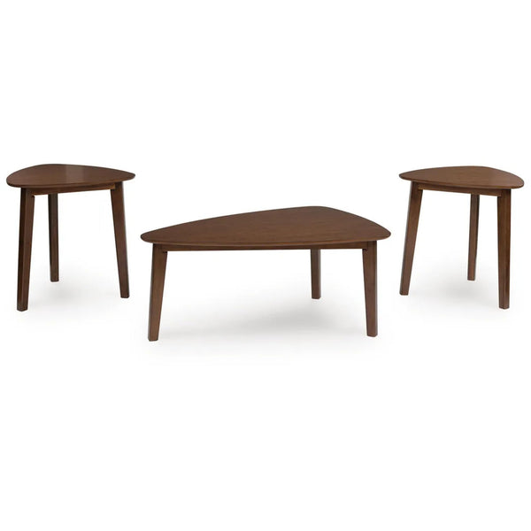 Casual Acacia Wood Rectangular 3-Piece Coffee Table Set, Cocktail Table with 2 Matching End Tables, Brown – alternate view 2