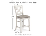 Set of 2 Antique White Polyester Counter Height Bar Stools with X-Back, Pub – alternate view 8
