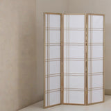 Japanese Style 3 Panels Wood Shoji Room Divider Screen Oriental for Home/Office — Gold
