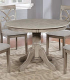 GTU Furniture Beautiful 5PC Wood Round Dining Table Set, Grey Hardwood Table Surface & Chairs