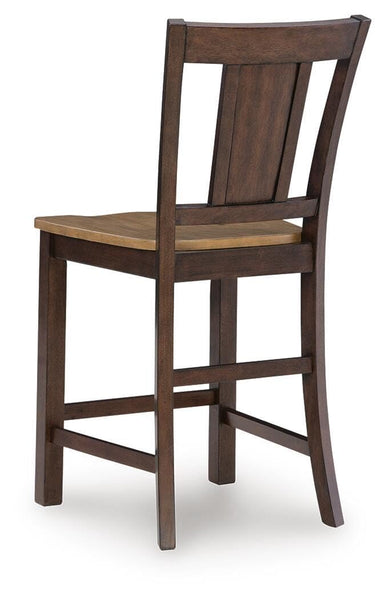 GTU Furniture Set of 2 Light Brown/Dark Brown Wood Counter Height Bar Stools, Two-Tone