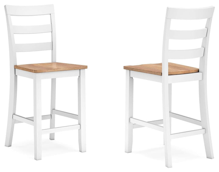Set of 2 Two-Tone Wood Adjustable Height Bar Stools, Color Collection, Pub – Natural/White product view