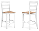 Set of 2 Two-Tone Wood Adjustable Height Bar Stools, Color Collection, Pub – Natural/White product view