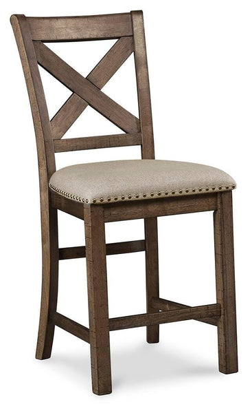 Set of 2 Beige Polyester Counter Height Bar Stools with Nailhead Trim, Pub – alternate view 2