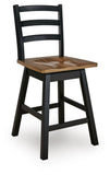 Set of 2 Brown / Black Wood Swivel Counter Height Bar Stools with Footrest – alternate view 2