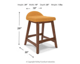 Set of 2 Mid-Century Counter Height Bar Stools, Cushioned, Color Collection — Mustard/Brown