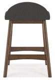 GTU Furniture Set of 2 Mid-Century Counter Height Bar Stools, Cushioned, Color Collection — Charcoal/Brown