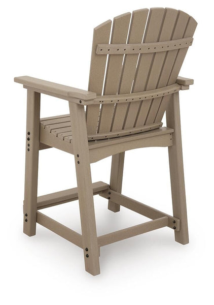 GTU Furniture Set of 2 Medium Brown Wood Outdoor Counter Height Bar Stools with Arms, Pub