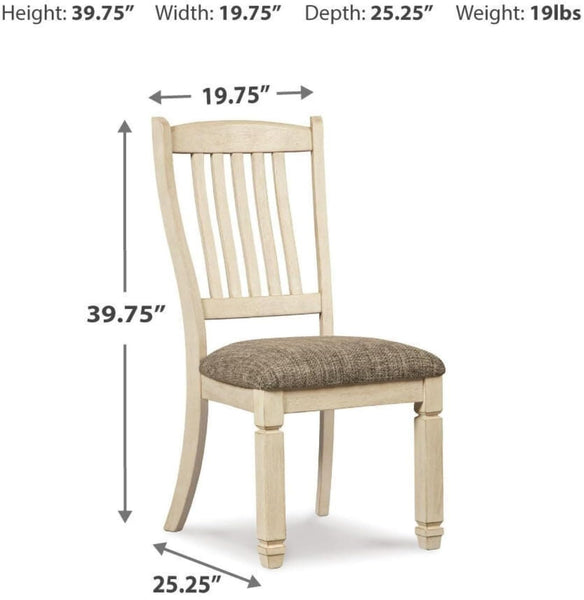 Set of 2 Bolanburg Farmhouse Traditional Dining Chair Kitchen Side Chair Solid Frame Antique White Brown – alternate view 4