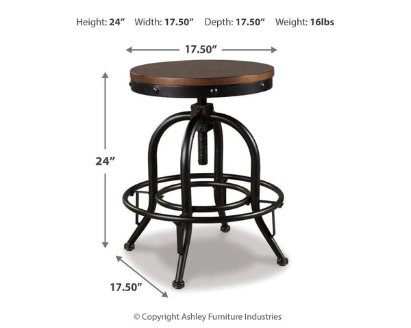 GTU Furniture Set of 2 Brown/Black Metal Swivel Bar Stools, Backless, Rustic Industrial