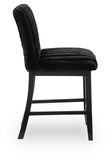Set of 2 Black Wood Counter Height Bar Stools, Corduroy Upholstered, Modern – alternate view 4