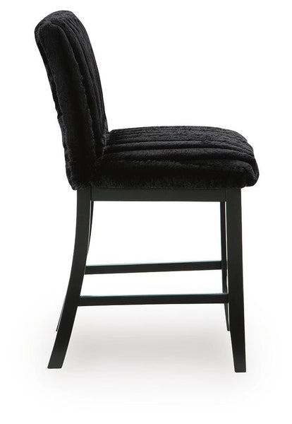 Set of 2 Black Wood Counter Height Bar Stools, Corduroy Upholstered, Modern – alternate view 4