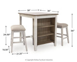 White / Light Brown Wood Counter Height Dining Set with 2 Stools, Small Space – alternate view 3