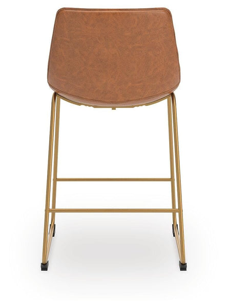 GTU Furniture Set of 2 Gold Frame Faux Leather Bar Stools, Bucket Seat, Color Collection