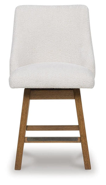 Set of 2 Oatmeal / Light Brown Wood Swivel Counter Height Bar Stools, Lodge – alternate view 3