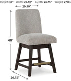 GTU Furniture Set of 2 Beige/Dark Brown Polyester Swivel Counter Height Bar Stools, Pub