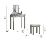GTU Furniture Transitional Vanity Set with Mirror Stool — Silver