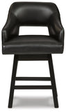 Set of 2 Swivel Bar Stools, Color Collection, Counter Height for Home Bar — Black/Dark Brown