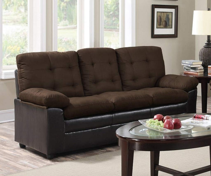 GTU Furniture Chocolate/Black/Burgundy Microfiber Sofa — Chocolate