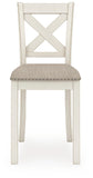 Set of 2 Antique White Polyester Counter Height Bar Stools with X-Back, Pub – alternate view 3