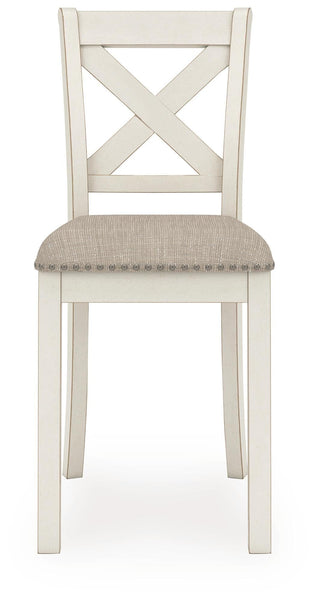 GTU Furniture Set of 2 Antique White Polyester Counter Height Bar Stools with X-Back, Pub