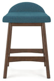 GTU Furniture Set of 2 Mid-Century Counter Height Bar Stools, Cushioned, Color Collection — Blue/Brown