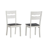 GTU Furniture Set of 4 Wood Armless Kitchen Dining White Ladder Back Chairs Solid Wood Modern Style with Grey/Brown Seat — Grey Seat