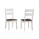 Set of 4 Wood Armless Kitchen Dining White Ladder Back Chairs Solid Wood Modern Style with Grey/Brown Seat — Brown Seat