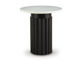 Wainstone Round End Table, Black / White – alternate view 3