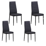 GTU Furniture Set of 4 PU Leather Dining Side Chairs with Padded Seat Foot Cap Protection Stable Frame Heavy Duty Elegant Ergonomically High Back Design for Kitchen Dining Room Home Furniture — Black
