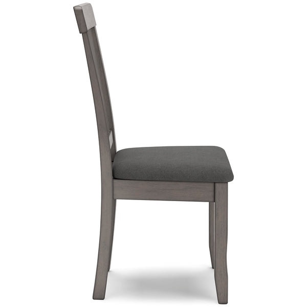 Set of 2 Gray Finish Solid Hardwood Side Dining Chairs with Padded Upholstered Seat for Kitchen & Dining Room