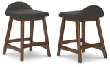 GTU Furniture Set of 2 Mid-Century Counter Height Bar Stools, Cushioned, Color Collection — Charcoal/Brown