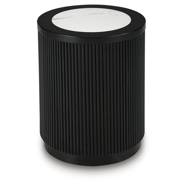 Casual Marble Round End Table, Black Finish, for Living Room – alternate view 4