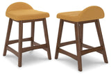 GTU Furniture Set of 2 Mid-Century Counter Height Bar Stools, Cushioned, Color Collection — Mustard/Brown