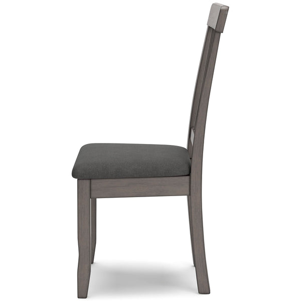 Set of 2 Gray Finish Solid Hardwood Side Dining Chairs with Padded Upholstered Seat for Kitchen & Dining Room