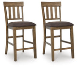 Set of 2 Light Brown Faux Leather Counter Height Bar Stools, Casual, Dining – product view