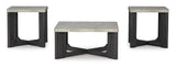Contemporary MDF Square 3-Piece Coffee Table Set, Cocktail Table with 2 Matching End Tables, Two-Tone Gray – alternate view 5