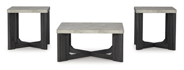 Contemporary MDF Square 3-Piece Coffee Table Set, Cocktail Table with 2 Matching End Tables, Two-Tone Gray – alternate view 5