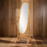 GTU Furniture Swivel Adjustable Full-Length Oval Wood Cheval Floor Mirror, in White/Black/Cherry/Oak/Silver/Gold/Espresso/Grey Finish – Oak product view
