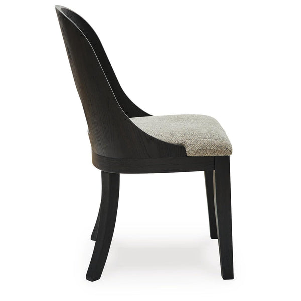 GTU Furniture Set of 2 Rowanbeck Art Deco Contemporary Dining Chair Kitchen Side Chair Solid Frame Black