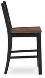 Set of 2 Black / Brown Wood Adjustable Height Bar Stools, Two-Tone, Home Bar – alternate view 4