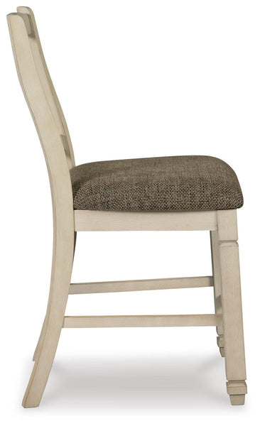 GTU Furniture Set of 2 Two-Tone Wood Counter Height Bar Stools with Woven Fabric Seat