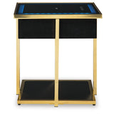 Sleek Glass Rectangular Accent Table, with Open Shelf, Black / Gold Finish, for Living Room – alternate view 6